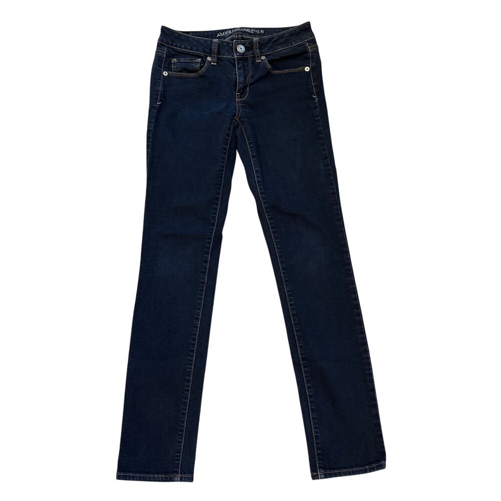 American Eagle Jeans Womens 2 Blue Skinny Stretch Low Rise Dark Wash Hipster